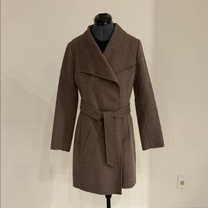 Banana Republic Heathered Brown Wool Blend Wrap Coat